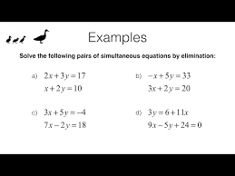 Simultaneous Equations By Elimination