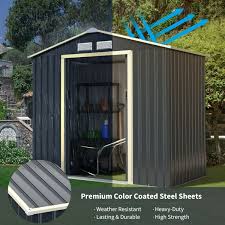 Costway 7 X 4 Metal Storage Shed For Garden And Tools W Sliding Double Lockable Doors