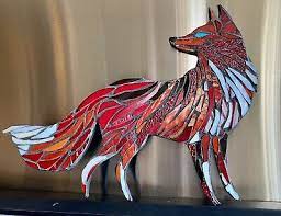 Red Fox Stained Glass Mosaic Wall Art