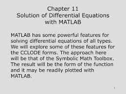 Diffeial Equations With Matlab