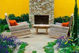 Outdoor Stone Fireplace Landscaping