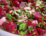 beet salad with chives  salatat shamandar