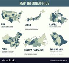 Country Maps Infographic Template Usa Japan Vector Image