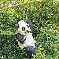 Resin Panda Garden Hanging Decor Black