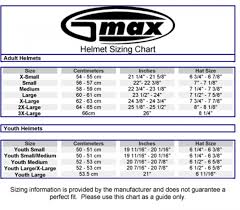 Gmax Motorcycle Helmet Size Chart