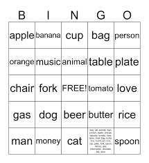 This can be a difficult concept for esl students to grasp and it is important for english language learners to learn the difference. Countable And Uncountable Nouns Bingo Card