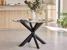 Bella Round Glass Dining Table Black
