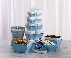5 tier blue tower gift basket