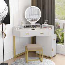 modern corner makeup vanity table with