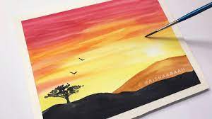 easy watercolor sunset tutorial for