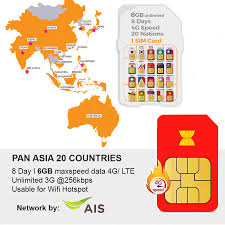 asia travel sim to 32 countries 10 day