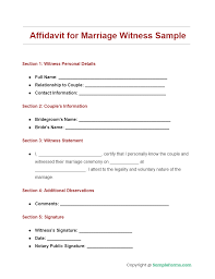 affidavit form for marriage sles