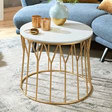Stockton Round Marble Side Table In