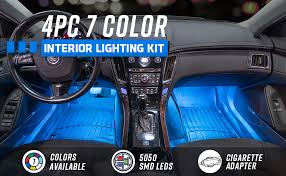 Amazon Com Ledglow 4pc Multi Color Led Interior Footwell Underdash Neon Light Kit For Cars Trucks 7 Solid Colors 7 Patterns Music Mode Auto Illumination Universal Includes Cigarette Power Adapter Automotive