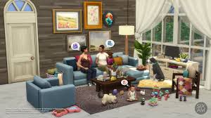 living room for a cozy family cc pack