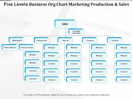 Five Levels Business Org Chart Marketing Production And