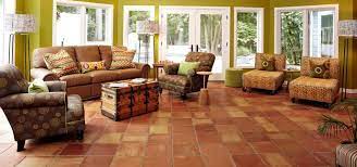 saltillo tile in living room and