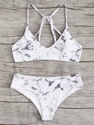 Marble Print Bikini Setfor Women Romwe Swimsuits In 2019