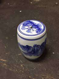 blue and white porcelain garden stool