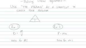 Solving Literal Equations Math S