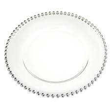 glass charger plate beaded edge silver