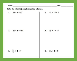 Practice Algebra Equations Worksheets