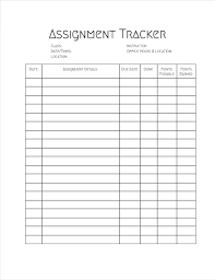 Assignment Tracker Chart Great For College Students