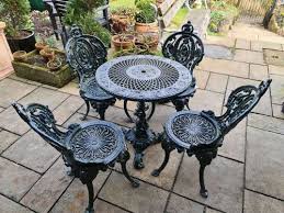 Grey Cast Iron Garden Chair With Armrest