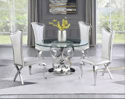 Faux Leather Chairs Dining Table Set