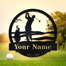 Men S Golf Custom Monogram Metal Sign