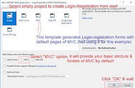 create login registration page in mvc
