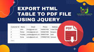 convert export html table to pdf file