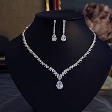 diamond necklace and earring set women