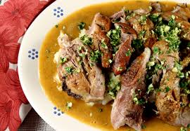 slow cooked pork shank with gremolata
