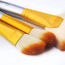 bright yellow makeup brushes set