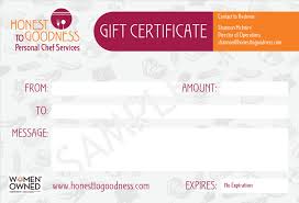 personal chef gift certificate honest