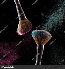 makeup brushes powder particles
