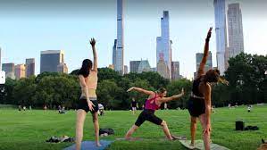 central park yoga with a view in the