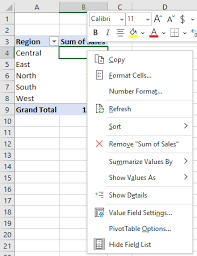 how to use pivot table field settings