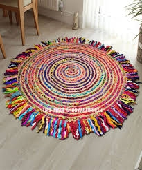 colorful fringed indoor area rug