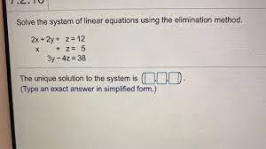 Solve The System Of Linear Chegg