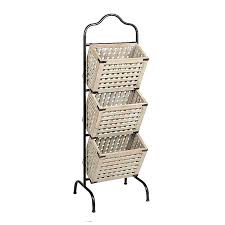 Wooden storage tower with wicker baskets and drawer. White 3 Tier Wood Crate Basket Tower Kirklands