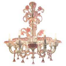 Antique Pink Chandelier Made Of Murano