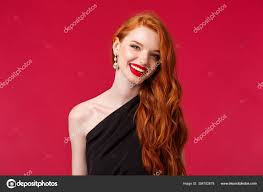 elegant gorgeous young redhead woman