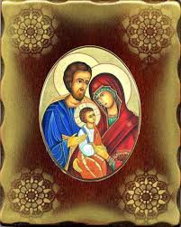Holy Family Porcellain Icon On Golden