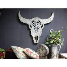 Parisloft Galvanized Iron Bull Skull