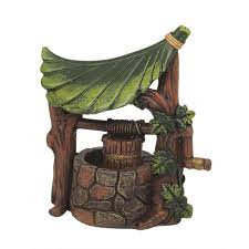 Stone Wishing Well With Leaf Roof The