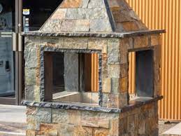 Stone 4 Sided Outdoor Fireplace