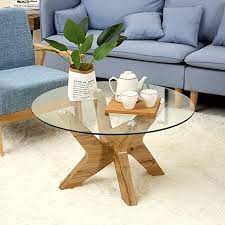 Ivinta Round Glass Coffee Tables For
