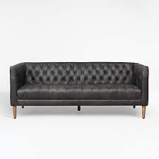 Rollins Ebony Leather Sofa Crate Barrel